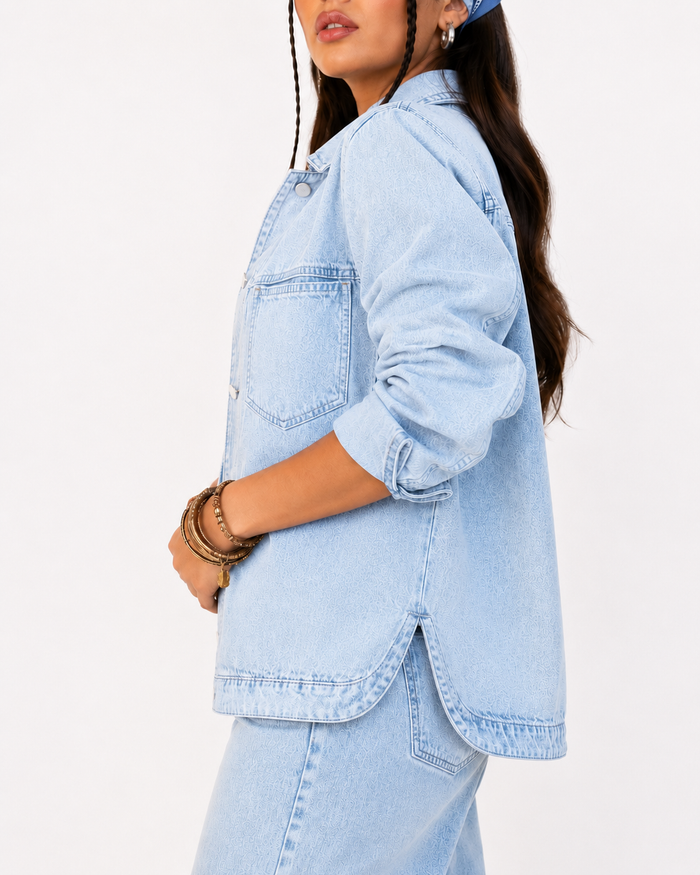Long Denim Jacket – Light Blue