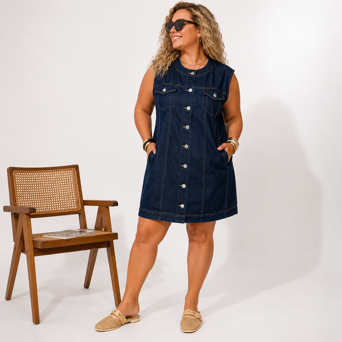 Women’s Summer Denim Dress – Sleeveless with Pockets